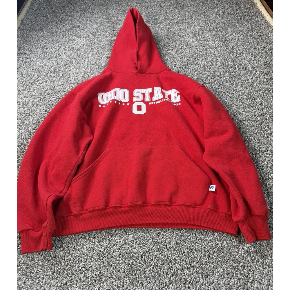 Vintage Y2K Ohio State Buckeyes Russell Athletic Hoodie Men's Size Medium Red